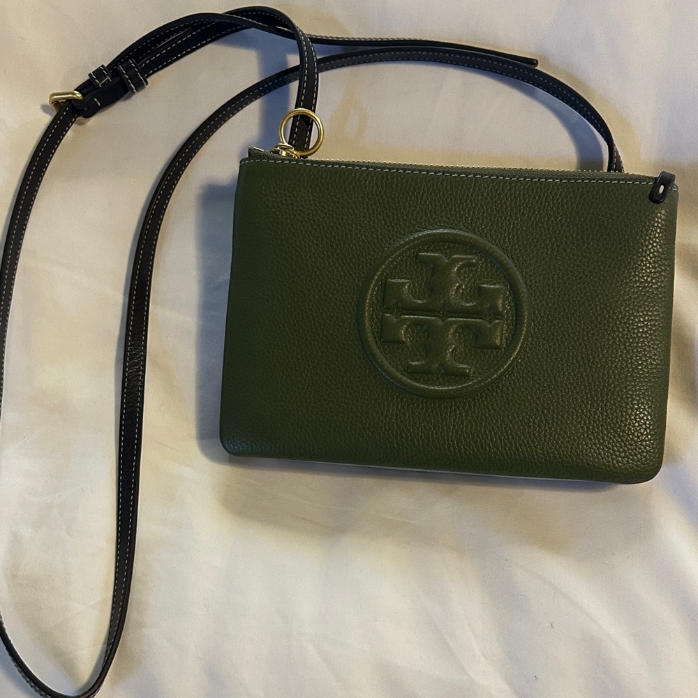 Tory Burch Green/cream double pouch Leather Crossbody Bag